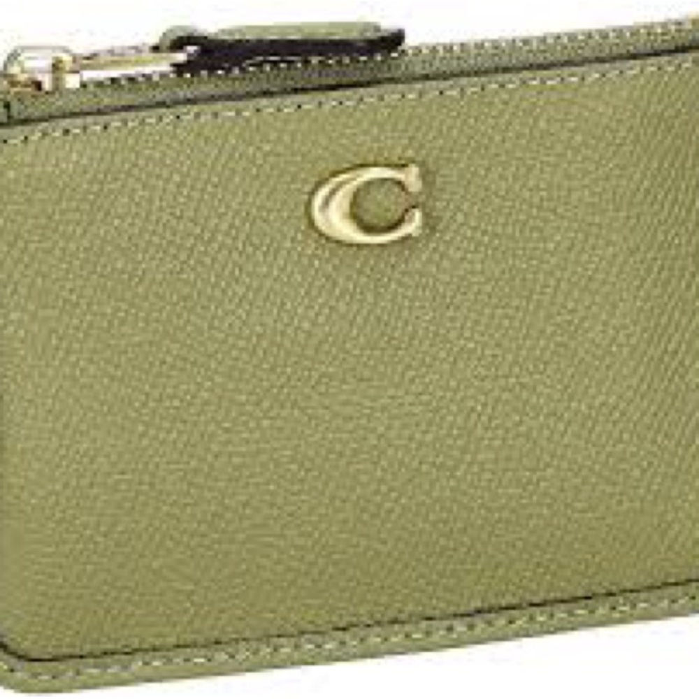 Coach Sage Green Leather Key Chain Card Case